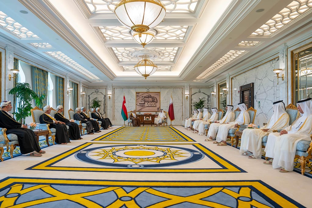 His Majesty in a private visit to Emir of Qatar