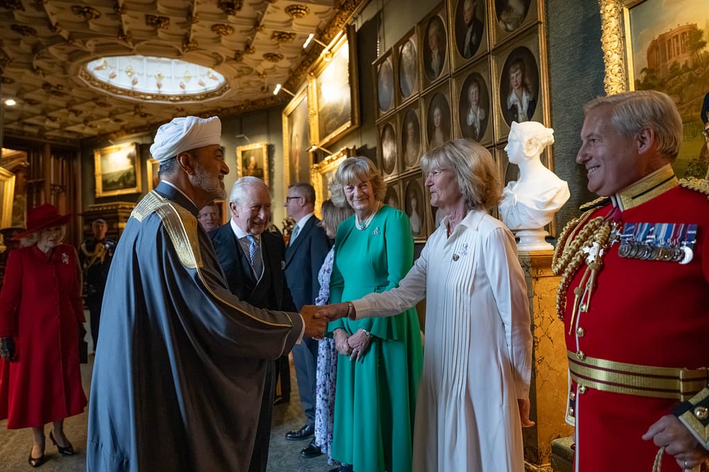 His Majesty is introduced to distinguished guests at Windsor castle