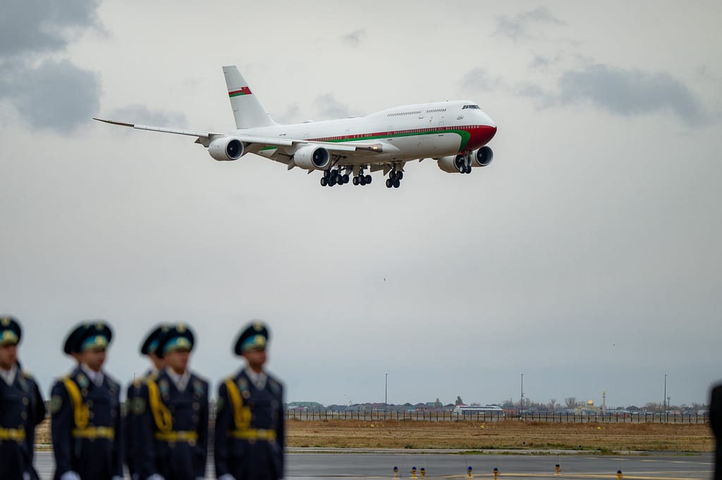His Majesty arrives in Kazakhstan