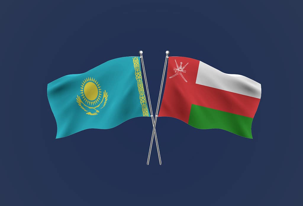 Kazakhstan & Oman Flags