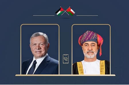 جلالةُ السُّلطان وملكُ الأردن يبحثان هاتفيًّا تطوّرات الأوضاع في المنطقة وخفض التّصعيد