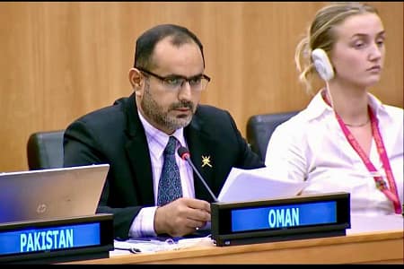Oman's Salem Al Rahbi talking to UN about Golan's Hights and Palestine