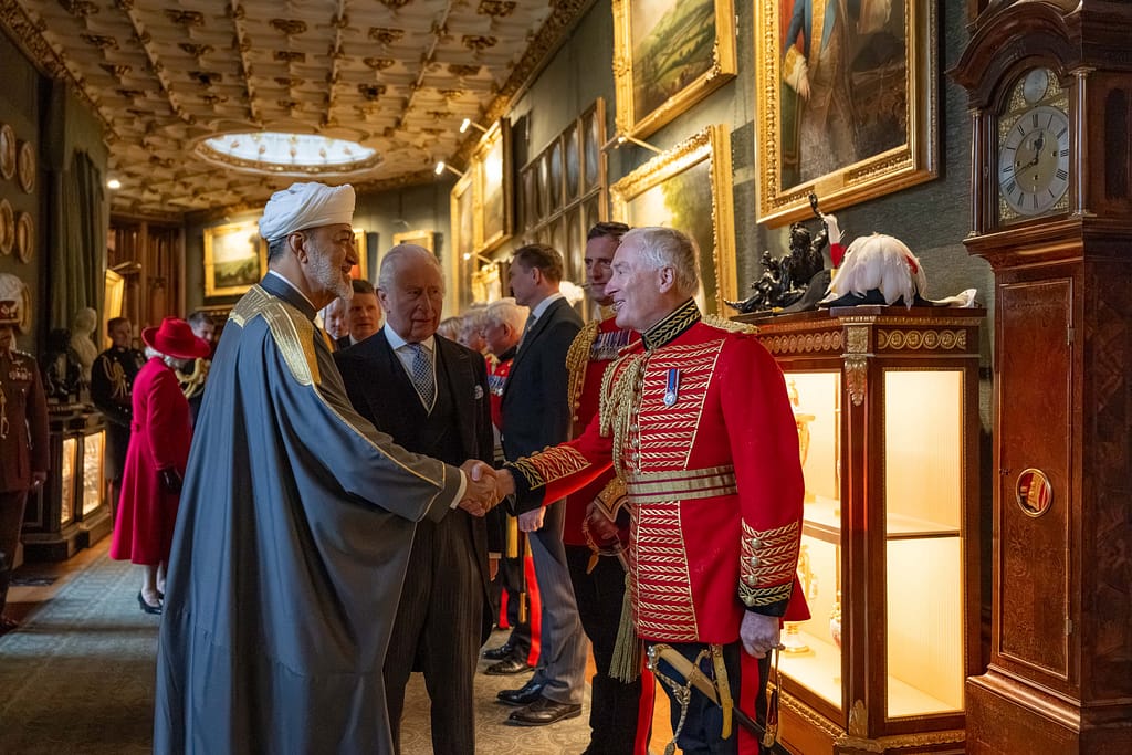 His Majesty is introduced to distinguished guests at Windsor castle