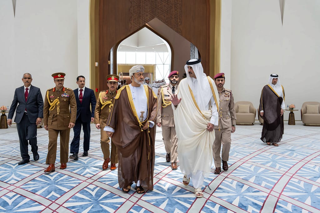 His Majesty in a private visit to Emir of Qatar