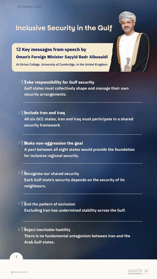 Infographic: Key Messages from Foreign Minister Lecture Entitled “Comprehensive Security in the Gulf”