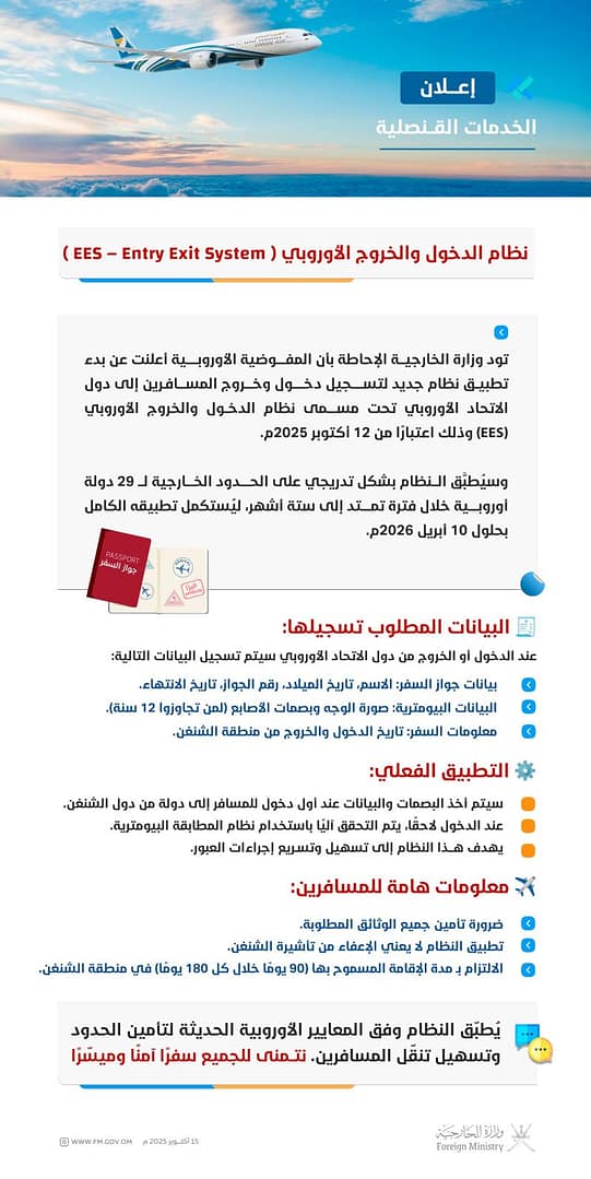 المفوضية الأوروبية تعلن عن بدء نظام جديد لتسجيل دخول وخروج المسافرين