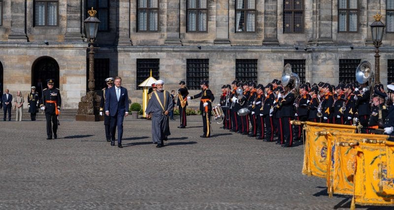 His Majesty inspecting the Guard of Honour in the Netherlands