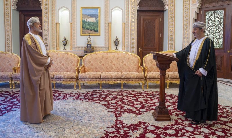 Sheikh Abdulaziz bin Abdullah Al Hinai, Ambassador at large at the Foreign Ministry. takes Oath of Office before His Majesty