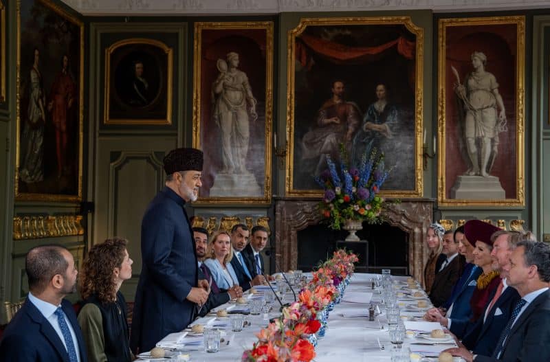 His Majesty speaks at a working lunch hosted by Dutch Prime Minister