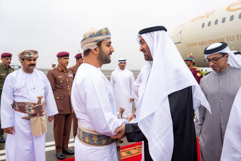 His Majesty leads welcoming party for President of UAE