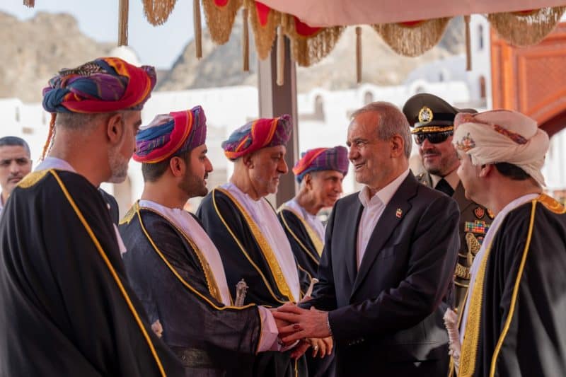 President of Iran accorded official reception at Al Alam Palace