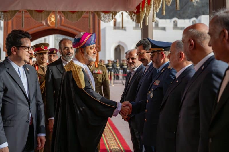 President of Iran accorded official reception at Al Alam Palace