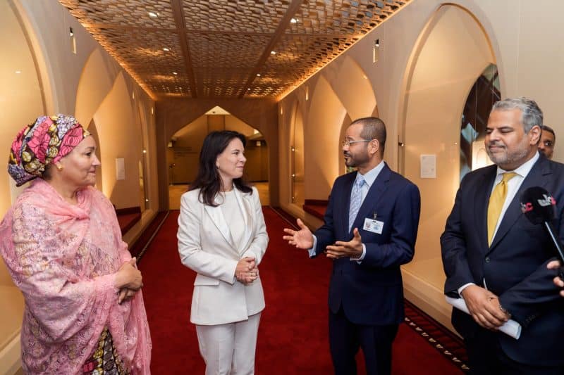 Minister at reception marking refurbishment of Oman Walk at the UN