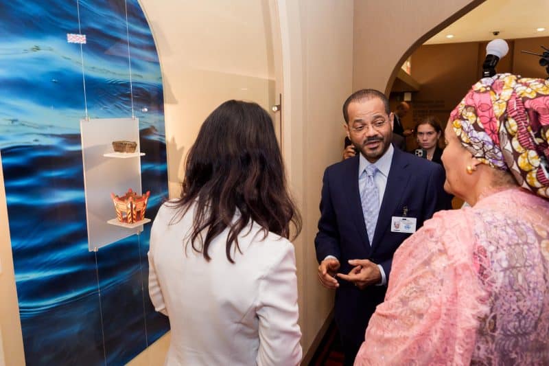 Minister at reception marking refurbishment of Oman Walk at the UN