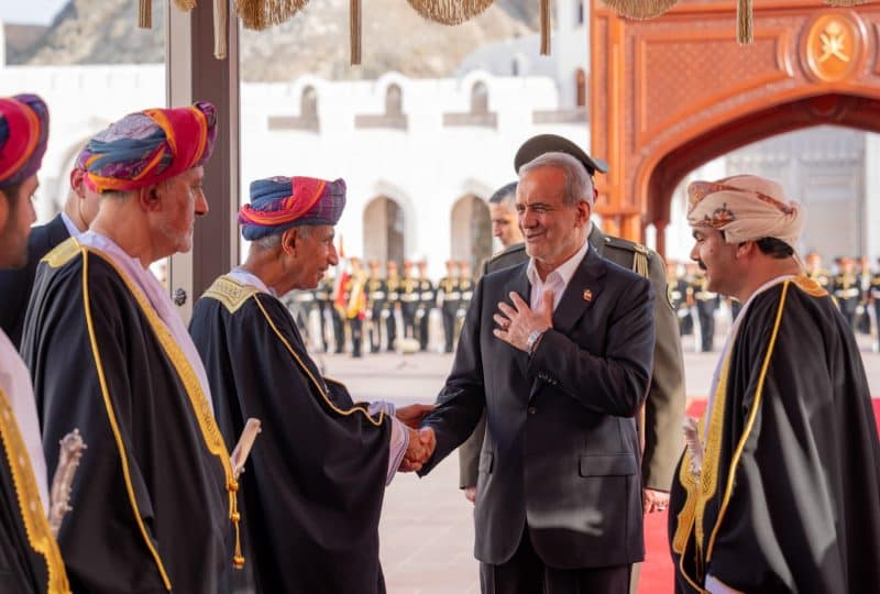 President of Iran accorded official reception at Al Alam Palace