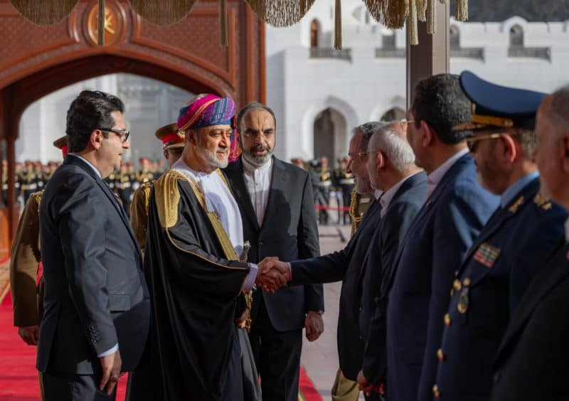 President of Iran accorded official reception at Al Alam Palace