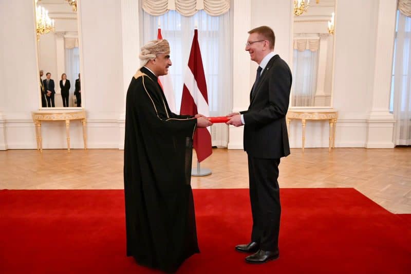 The Ambassador of the Sultanate of Oman to the United Kingdom of Great Britain and Northern Ireland presents his credentials as a non-resident Ambassador to the Republic of Latvia