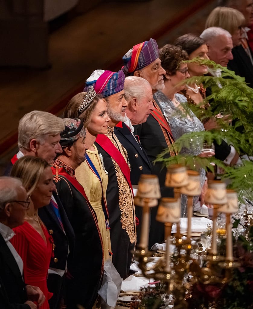 Process of Wales nest to His Majesty at State Banquet for His Majesty at Windsor