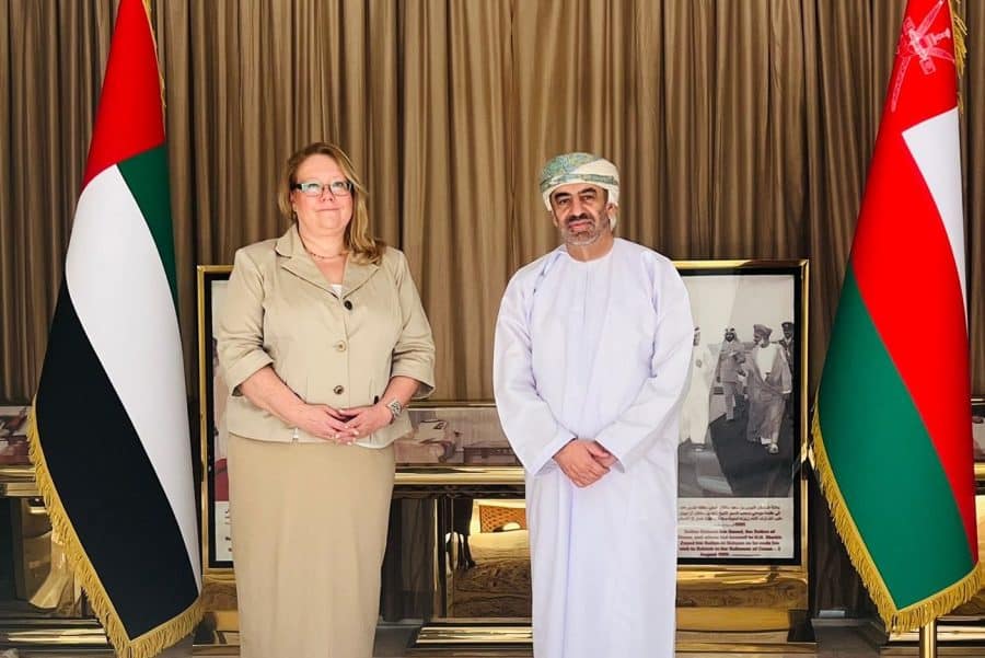 The Ambassador of Oman to the Emirates receives the Ambassador of Finland