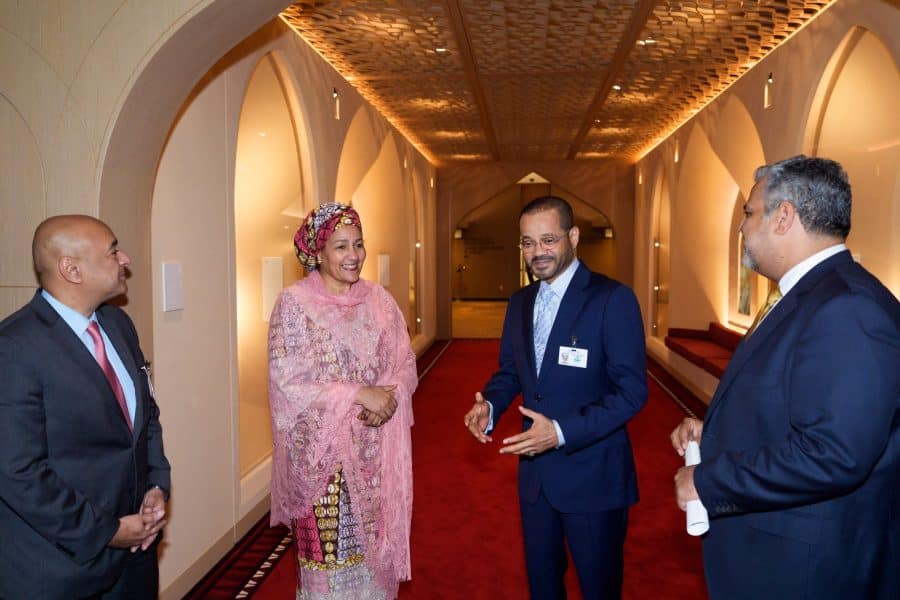 Minister at reception marking refurbishment of Oman Walk at the UN